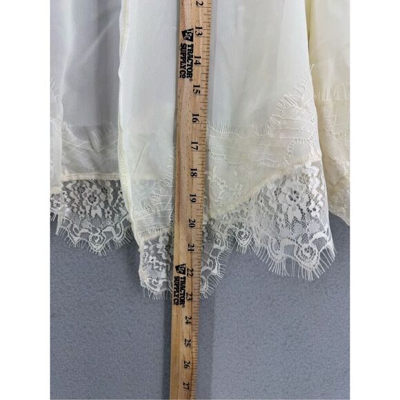NWT Cézanne Womens Cream Lace Trim Sheer Negligee Kimono Cardigan Top One Size - Picture 7 of 8